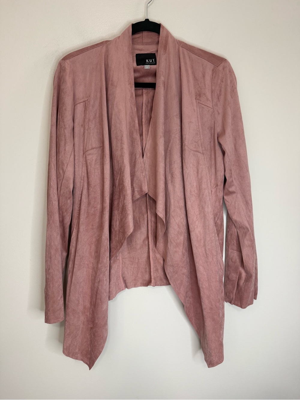 Kut from the Kloth Dusty Rose Open-Front Drape Jacket size medium